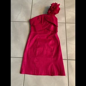 Romeo and Juliet Couture Fuchsia One Shoulder Dress Size S